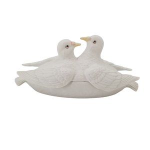 Vintage White Dove Love Birds Trinket Dish by Andrea Sadek